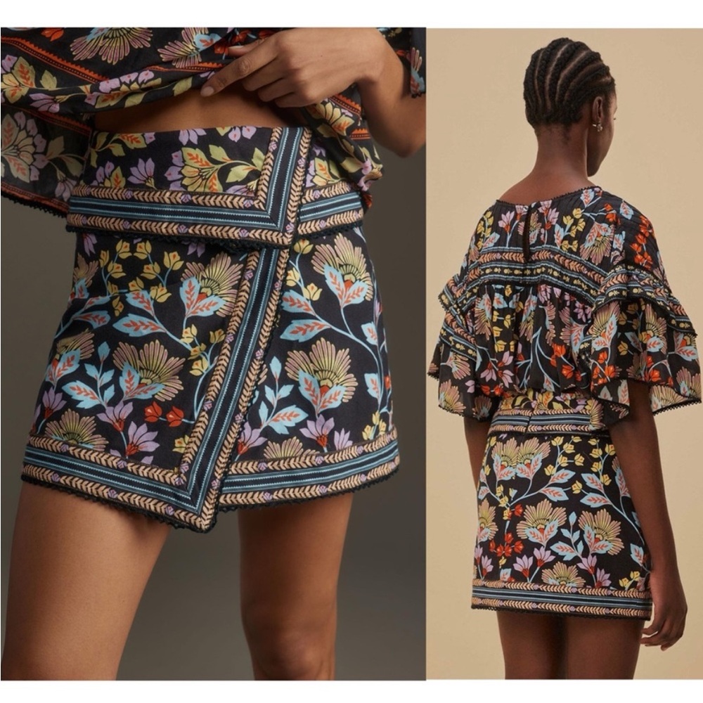 FARM Rio Floral Mini Skirt - Black, Blue, Yellow, Pink